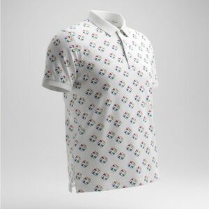 Vintage Christopher Hayes All Over Abstract Geometric Flag Polo shirt Size XXL